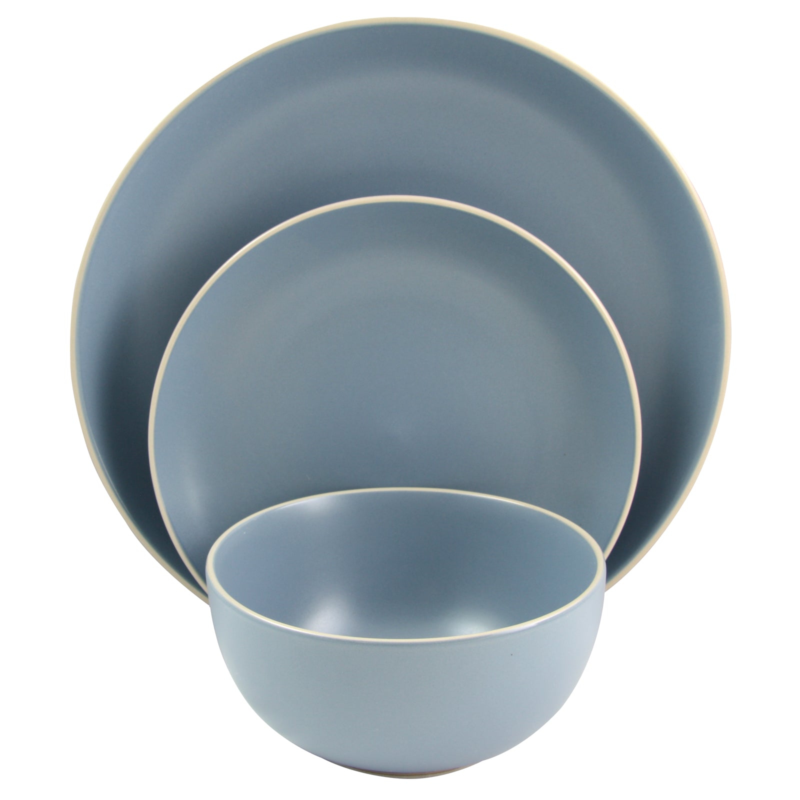 Gibson Home Rockaway 12-Piece Dinnerware Set Matte Blue