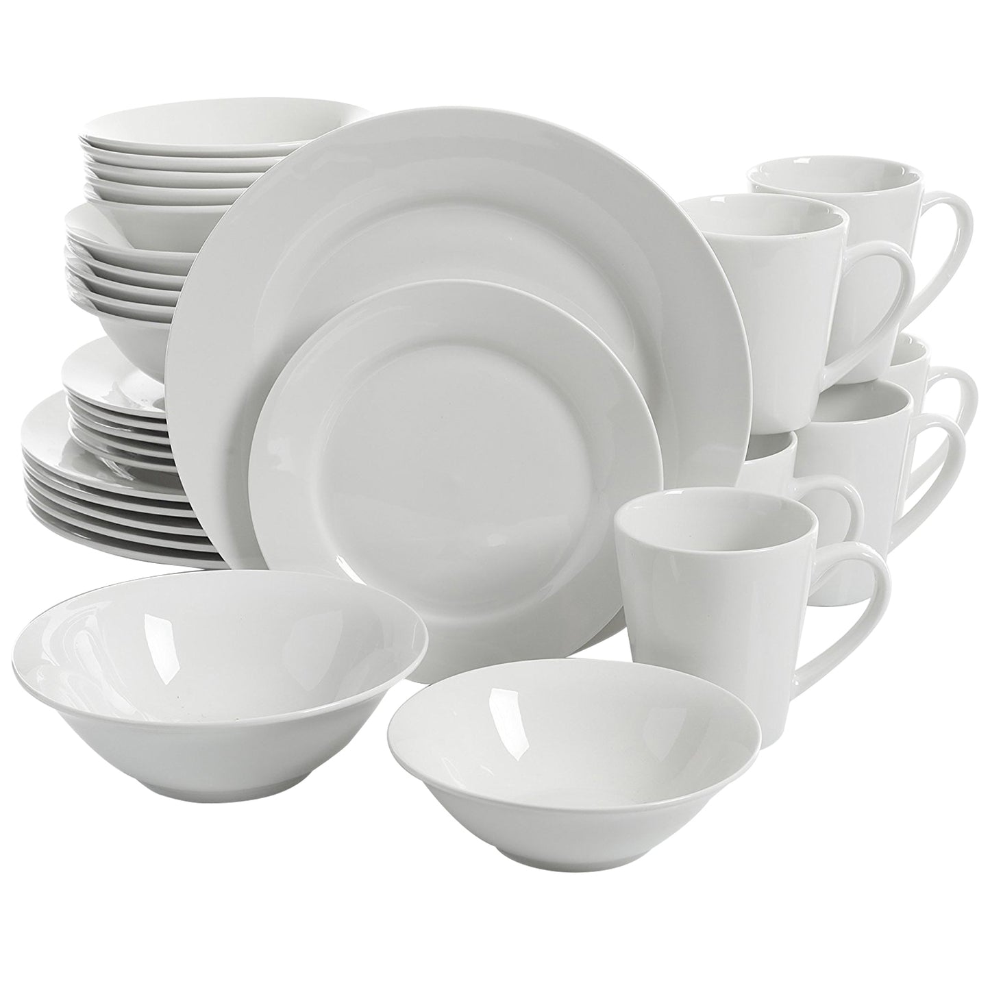 Gibson Home Noble Court White 30 pc Ceramic Dinnerware Set for 6