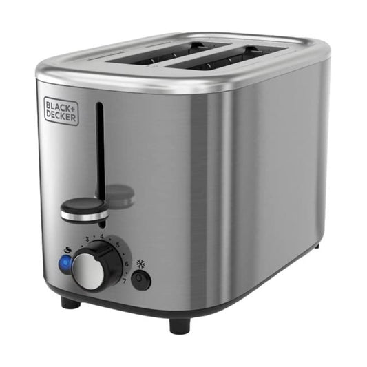 Black+Decker 2 Slice Extra Wide Self Centering Toaster Silver