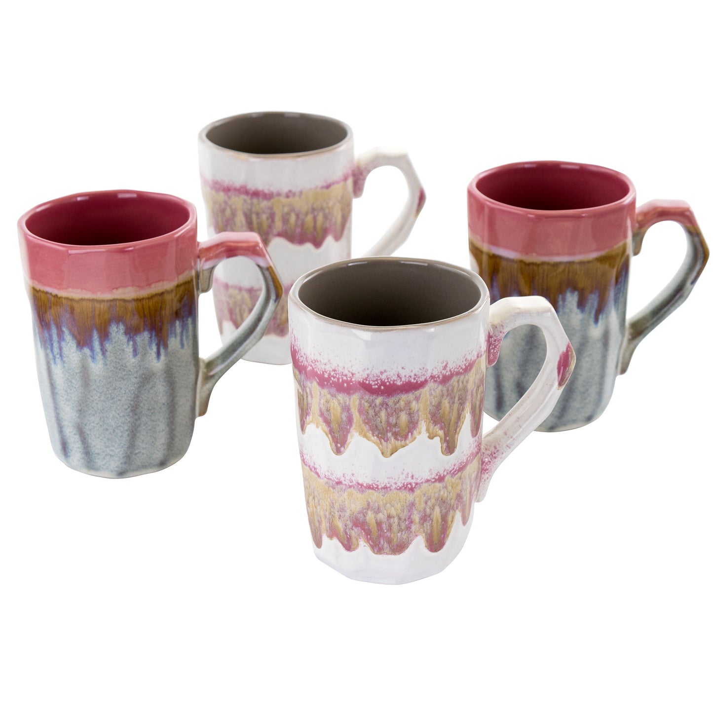 Gibson Home Everest Glaze 4 Piece 12 oz Stoneware Mug Set in Assorted Colors