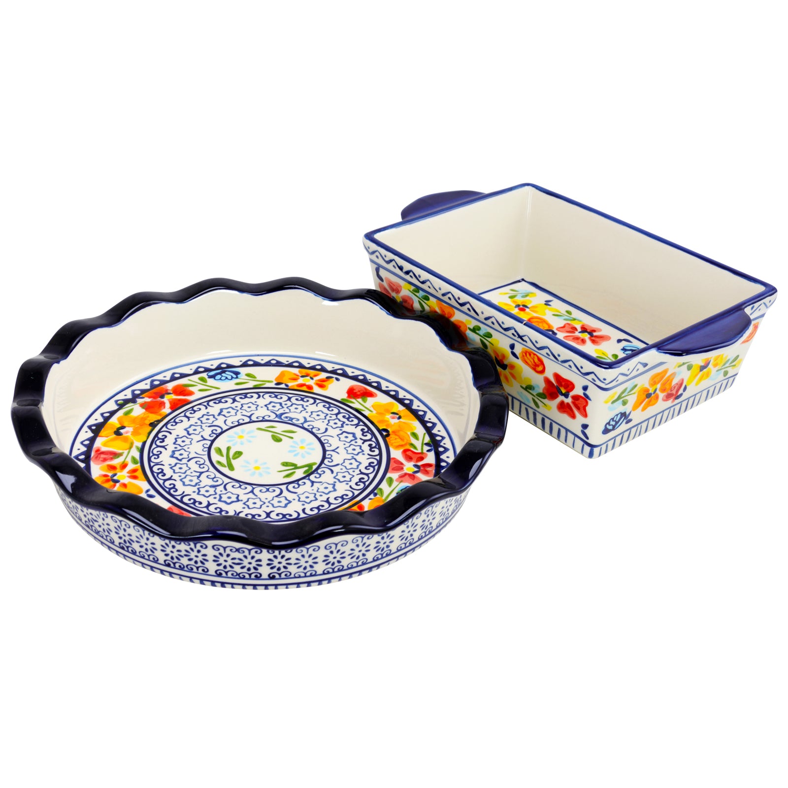 Gibson Luxembourg 10.5" Pie Dish & 10" Bakeware set in stoneware