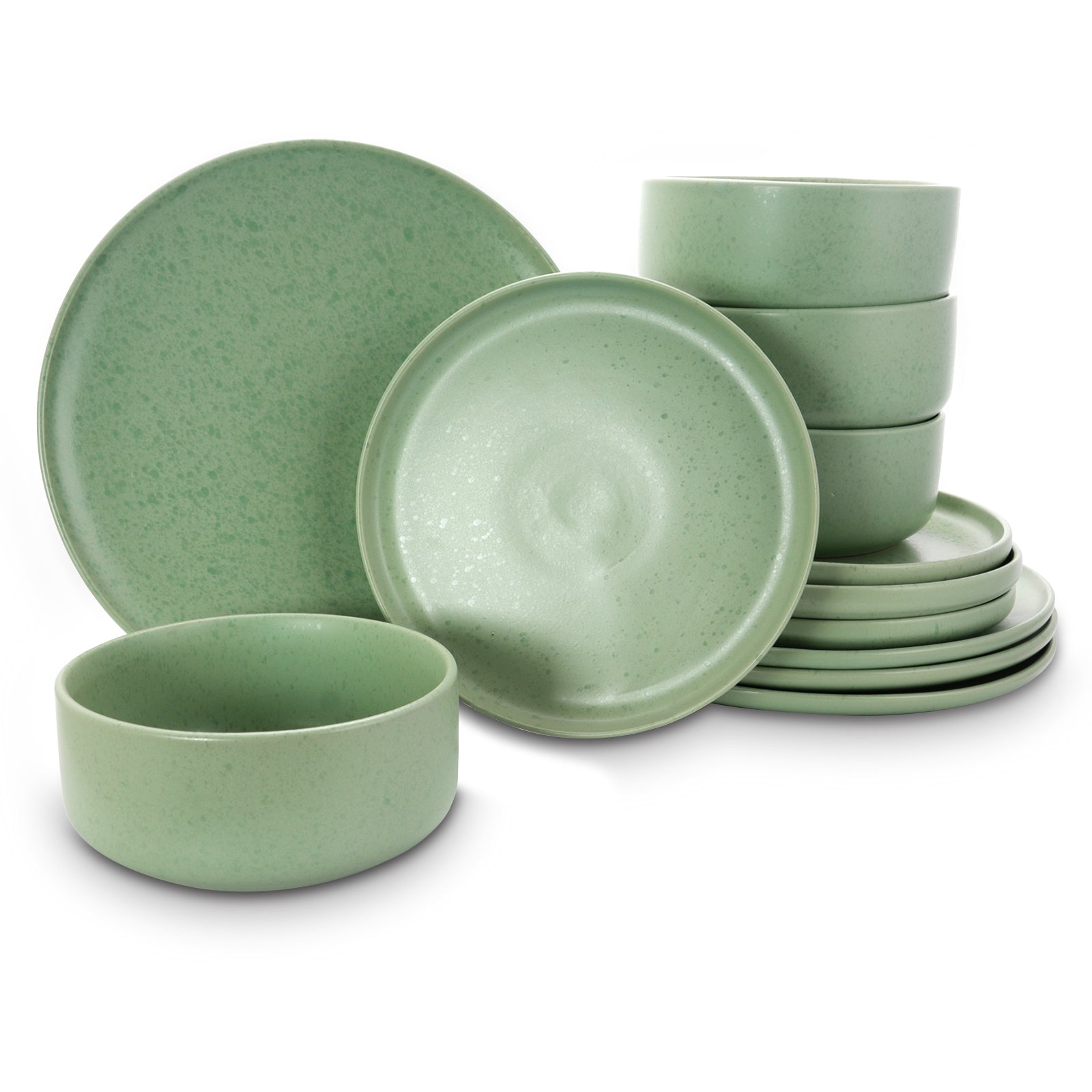Gibson Home Stone Lava 12 Piece Dinnerware Set in Matte Mint Service for 4