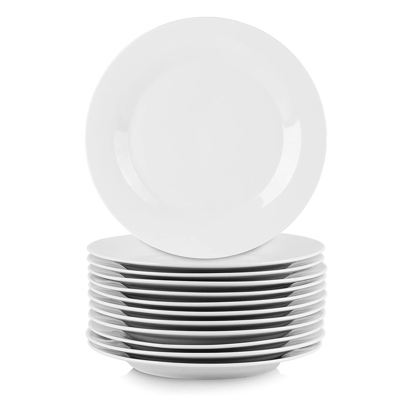 Elama Porcelain 12 Piece Large Round Dinner Plate Set White