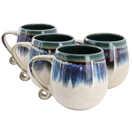 Meritage Lexington 4 Piece 20 oz Stoneware Two Tone Mug Set in Blue Multi