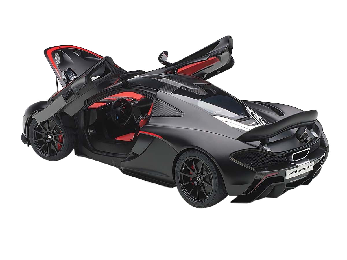 Mclaren P1 Matt Black w Red Accents 1/12 Model Car Autoart