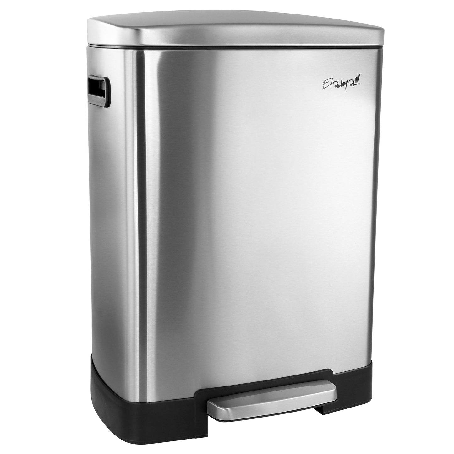 Elama 2 Compartment Large 10.6 Gallon Split Stainless Steel Step Trash Bin w Slo