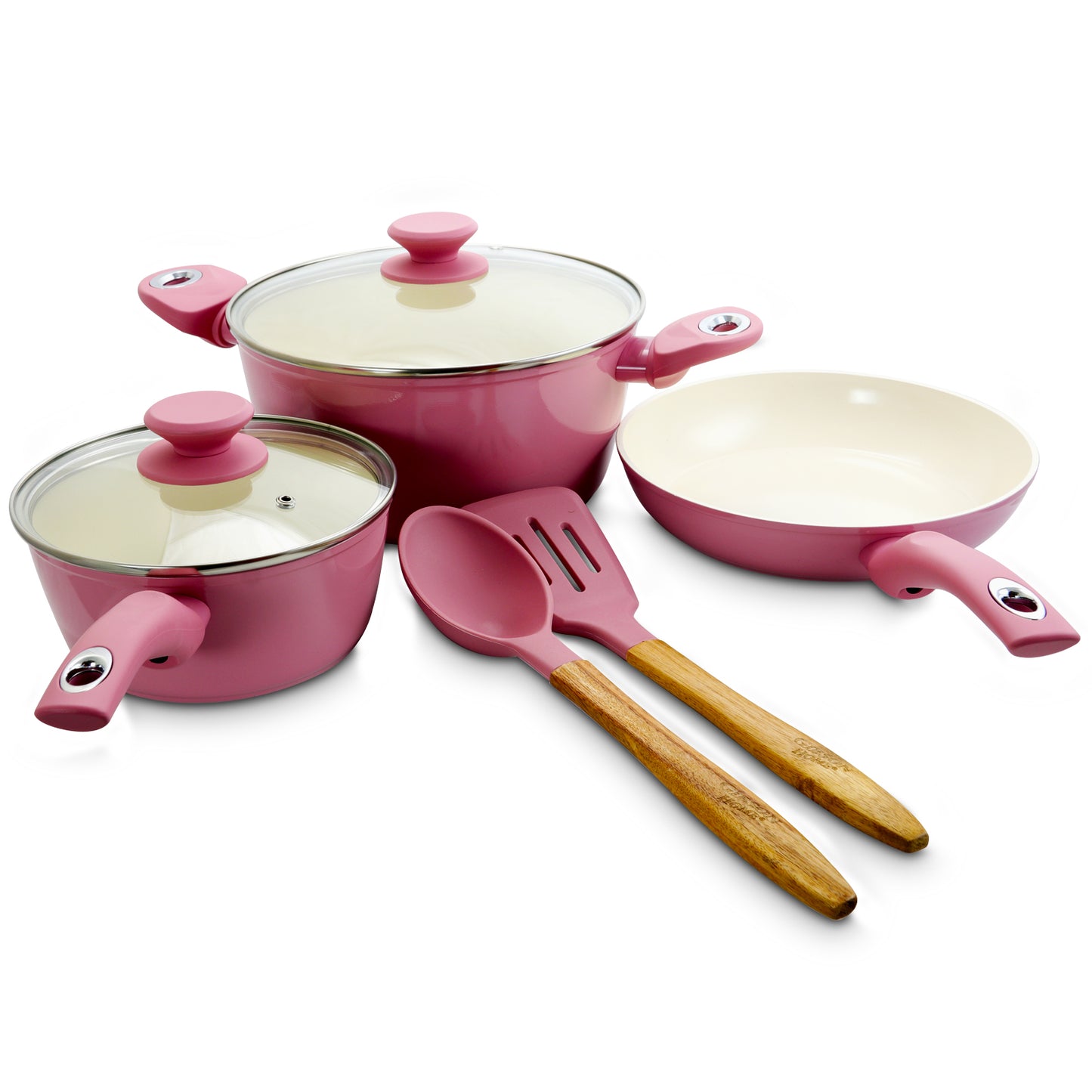 Gibson Home Plaza Cafe 7 pc Aluminum Nonstick Cookware Set in Lavender