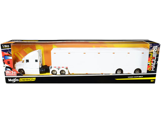Mack Anthem Enclosed Transporter White Custom Haulers Series 1/64 Diecast Model