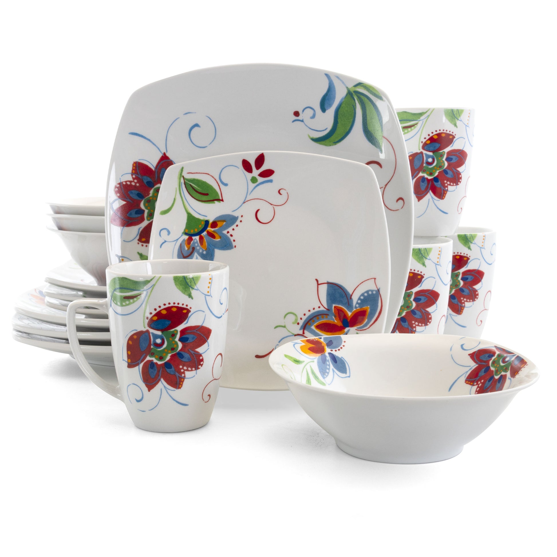 Gibson Home Altavista 16 Piece Fine Ceramic Soft Square Dinnerware Set