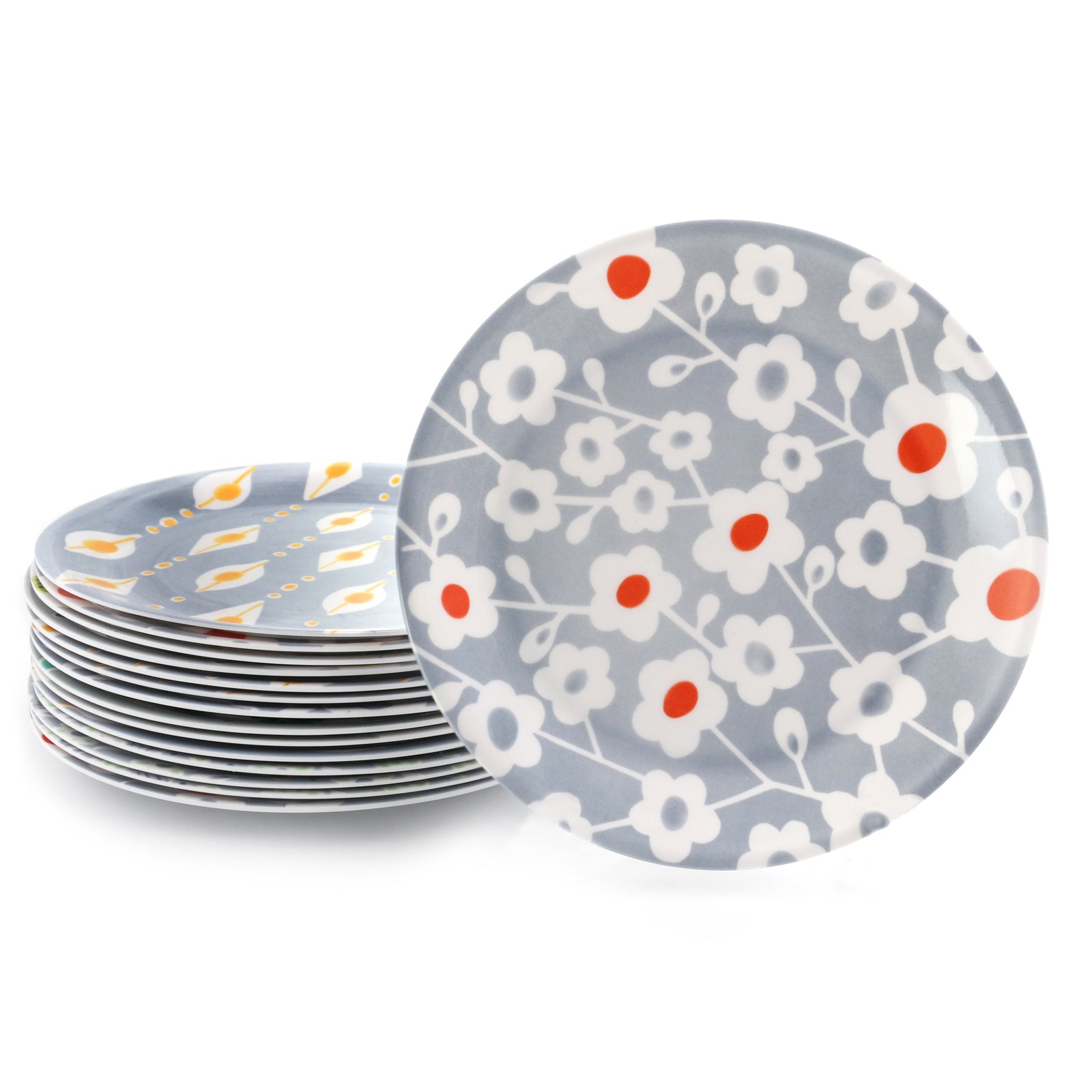 Gibson Home Baypointe 16 Piece 9" Melamine Dessert Plates in Assorted Designs