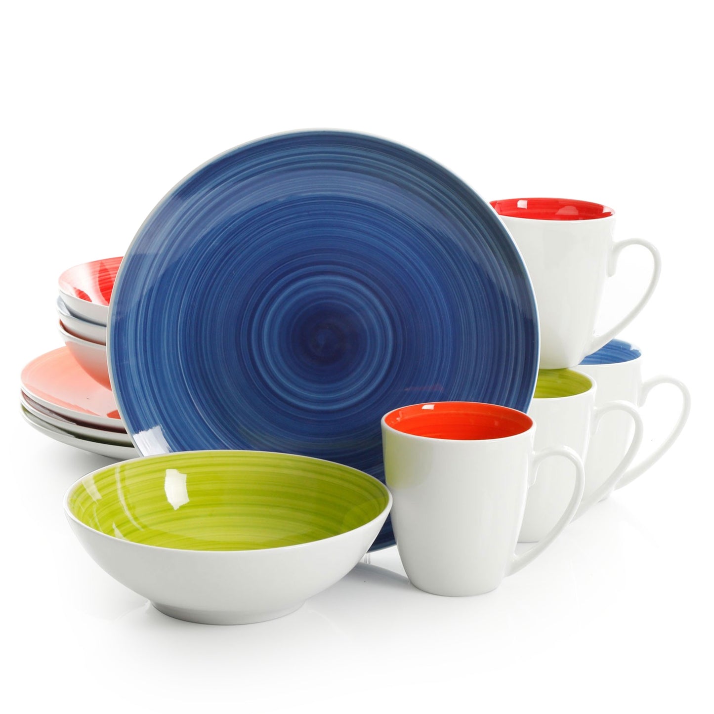 Gibson Crenshaw 12 Piece Round Ceramic Dinnerware Set in Assorted Colors Servi