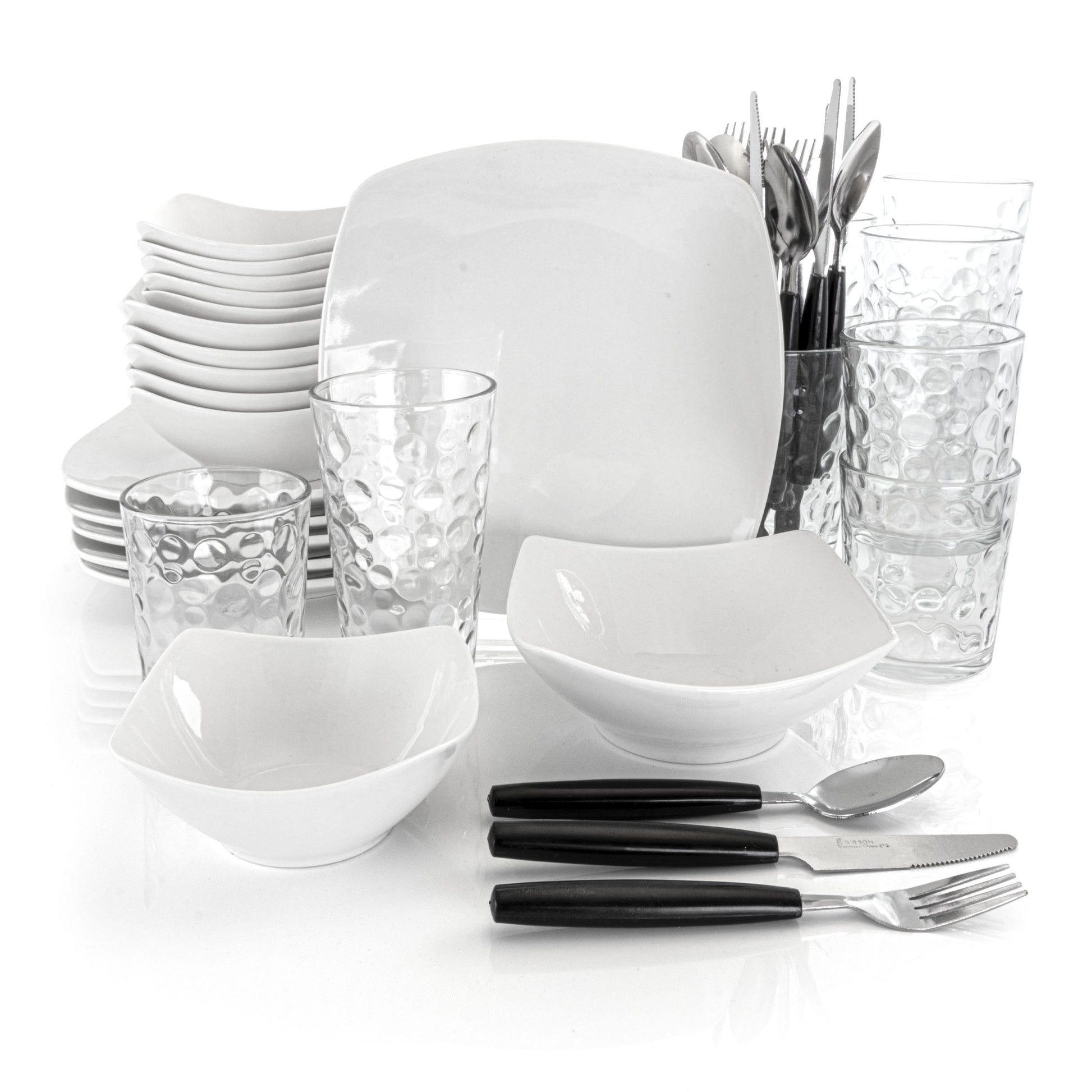 Gibson All U Need 48 Piece Ceramic Dinnerware Combo Set White