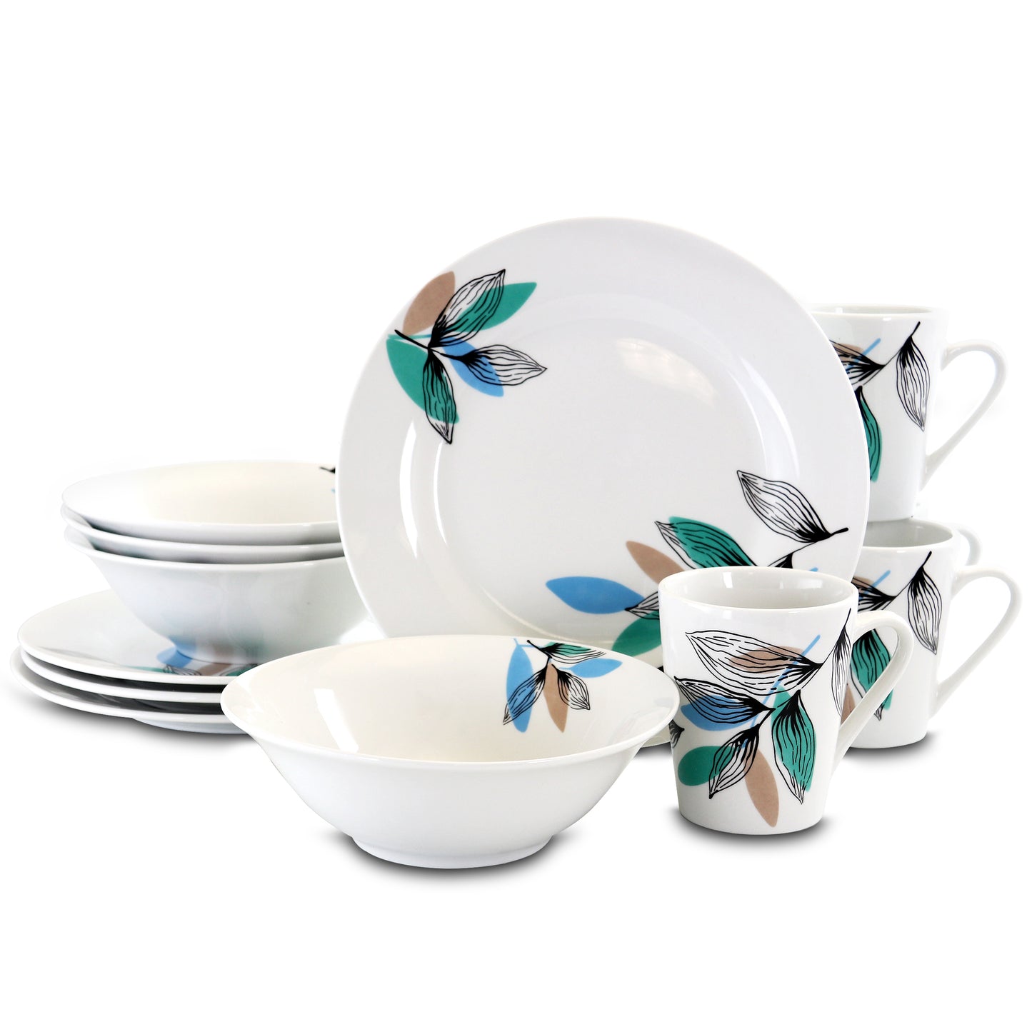 Gibson Home Vineyard Blue 12 pc Round Fine Ceramic Dinnerware Set
