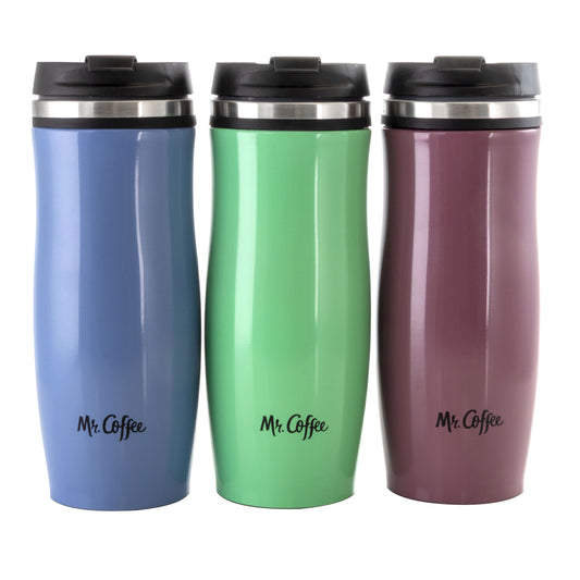 Mr. Coffee 12.5 oz Stainless Steel Insulated Thermal Travel Mug Set of 3