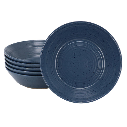 Bee & Willow Milbrook 6 Piece 8" Stoneware Bowl Set Speckled Blue