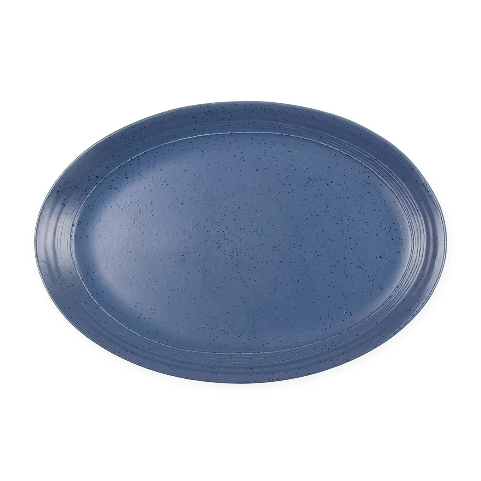 Bee & Willow 14" Stoneware Oval Platter in Blue Speckle