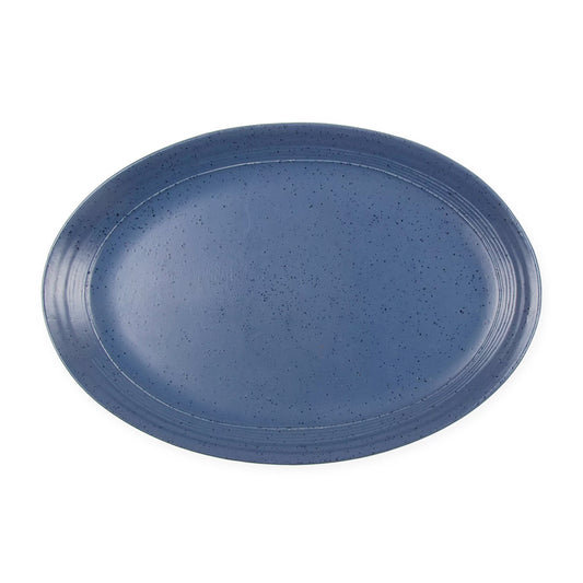 Bee & Willow 14" Stoneware Oval Platter in Blue Speckle