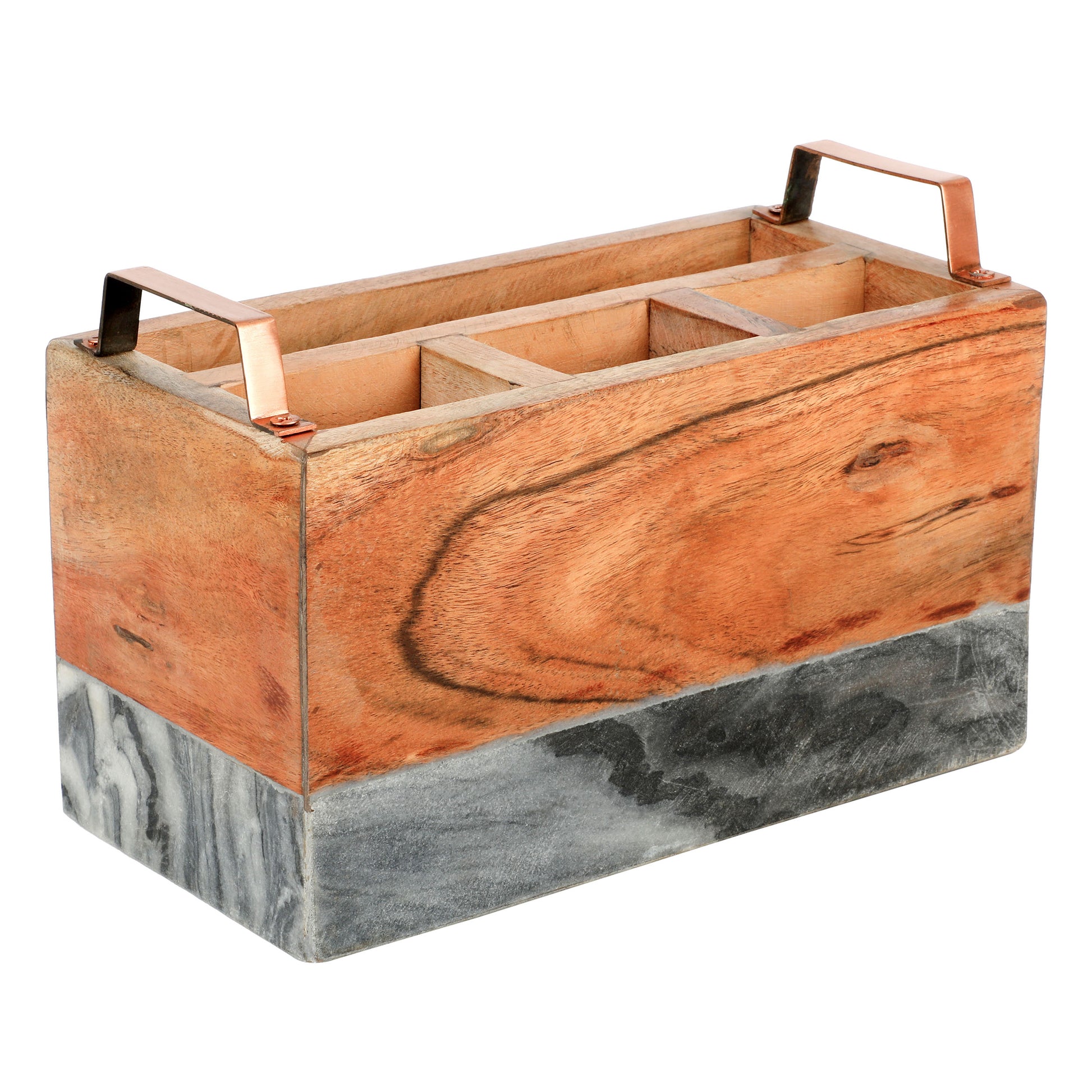 Laurie Gates California Designs Grey Marble & Acacia Wood Salad Server Holder