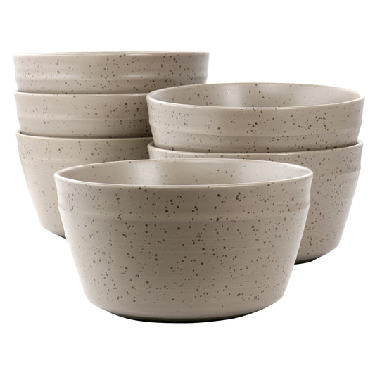 Bee & Willow Milbrook 6 Piece 6" Round Stoneware Bowl Set in Mocha