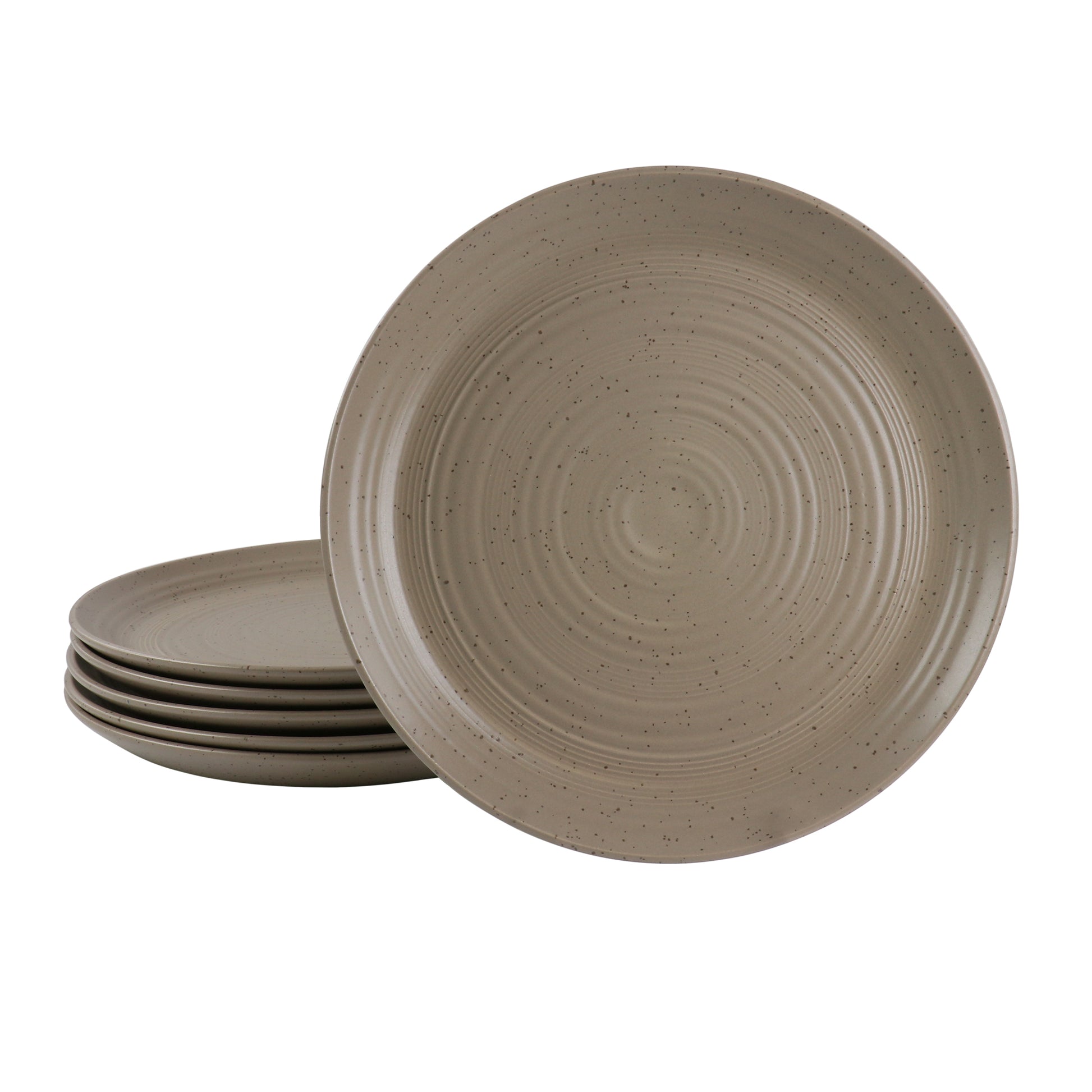 Bee & Willow Milbrook 6 Piece 10" Round Stoneware Dinner Plate Set in Mocha
