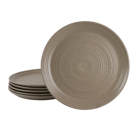 Bee & Willow Milbrook 6 Piece 10" Round Stoneware Dinner Plate Set in Mocha