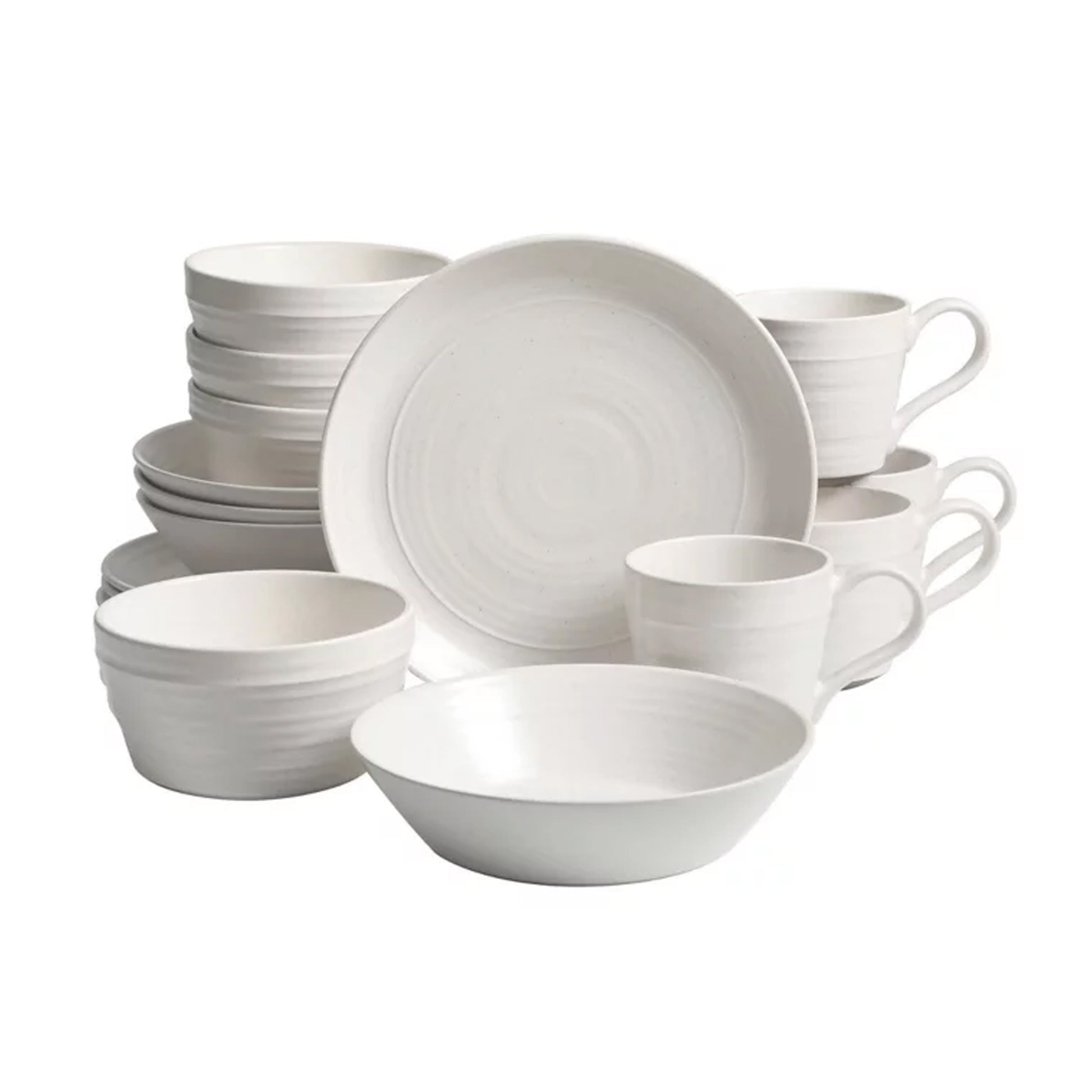 Bee & Willow Milbrook 16 Piece Round Stoneware Dinnerware Set in White
