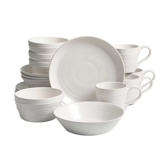Bee & Willow Milbrook 16 Piece Round Stoneware Dinnerware Set in White