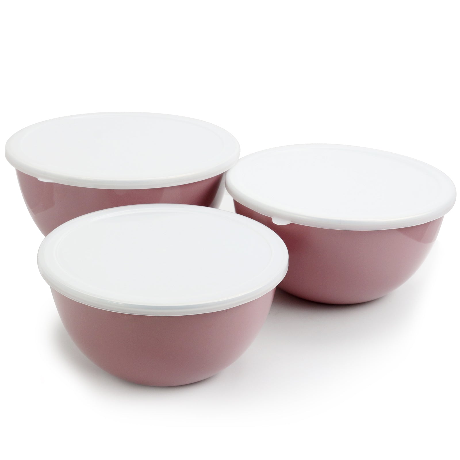 Gibson Home Plaza Cafe 3 Piece Stackable Nesting Mixing Bowl Set w Lids in Lave