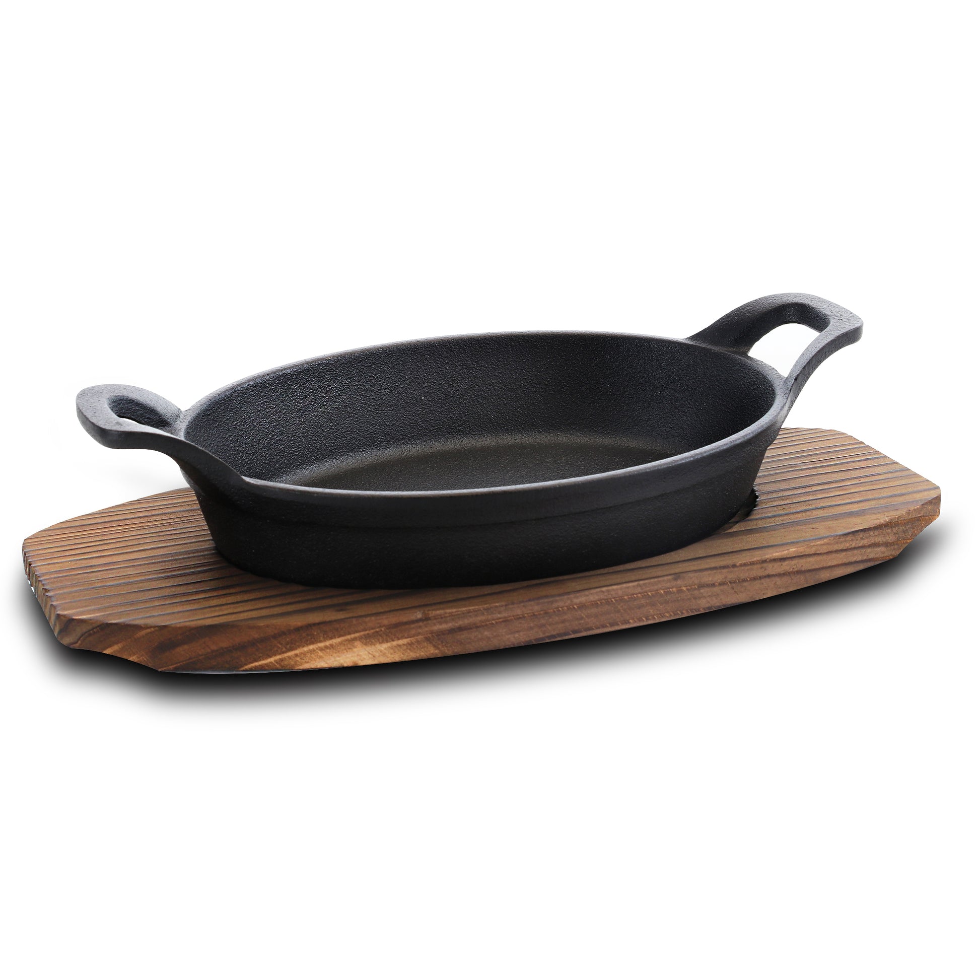 General Store Addlestone 2 Piece 10.5" Pre-seasoned Oval Cast Iron Server w Burn