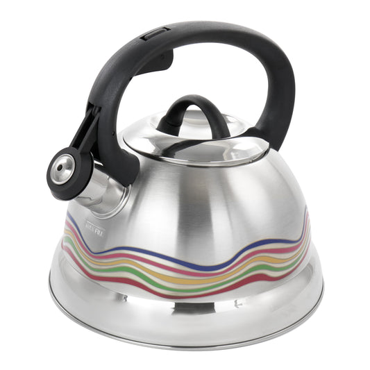 Mr. Coffee Cagliari 1.75 Qt Stainless Steel Whistling Tea Kettle w Color Changi