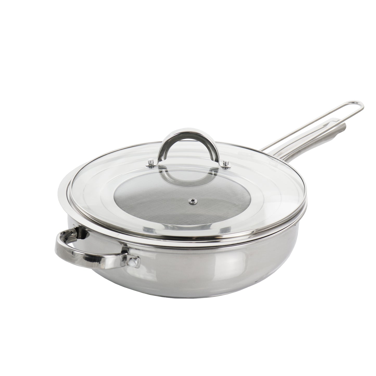 Oster Sangerfield 3 Piece 4 Qt Stainless Steel Saute Pan w Lid & Splatter Guard