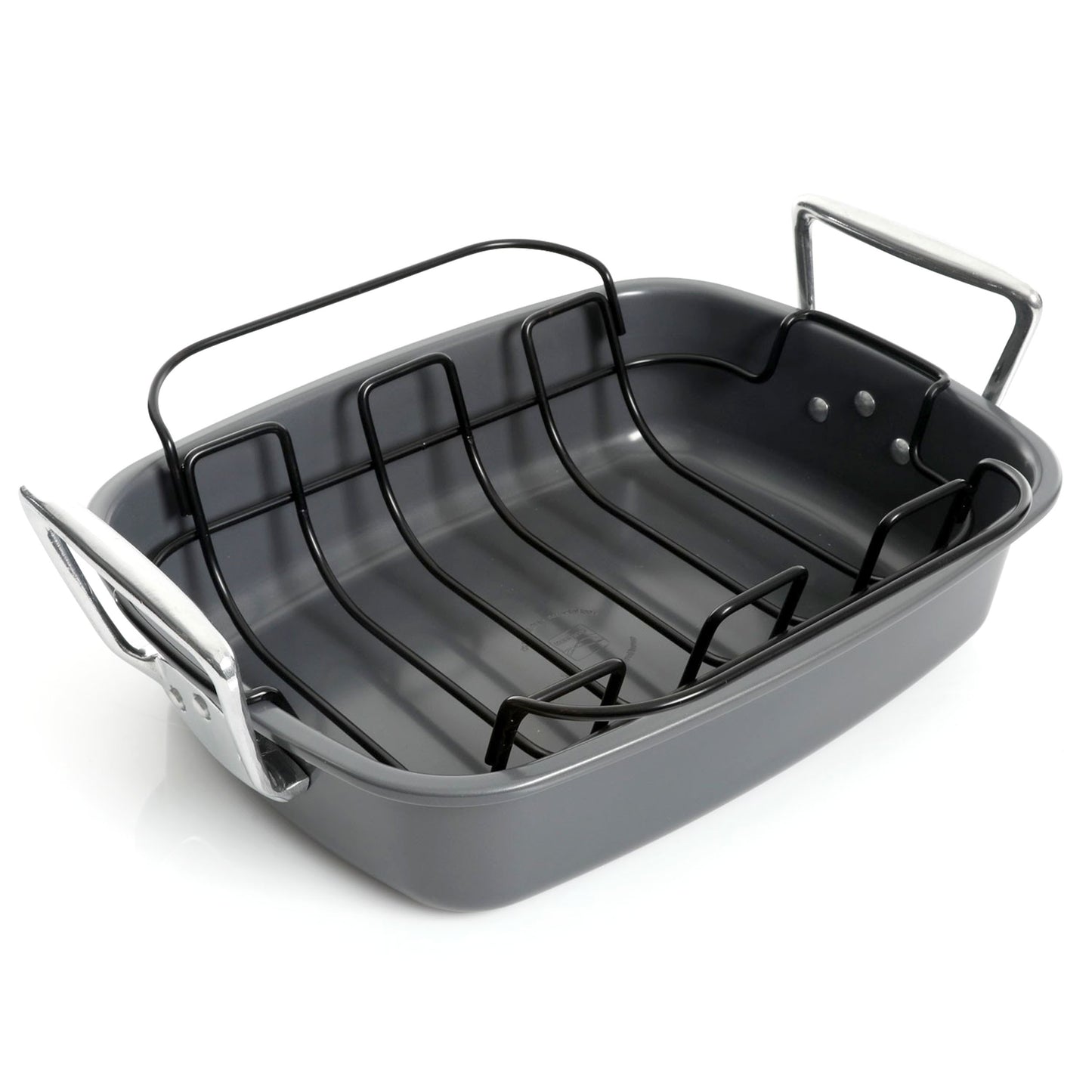 Kenmore Travens 17" Carbon Steel Roaster in Grey w Rack in Black