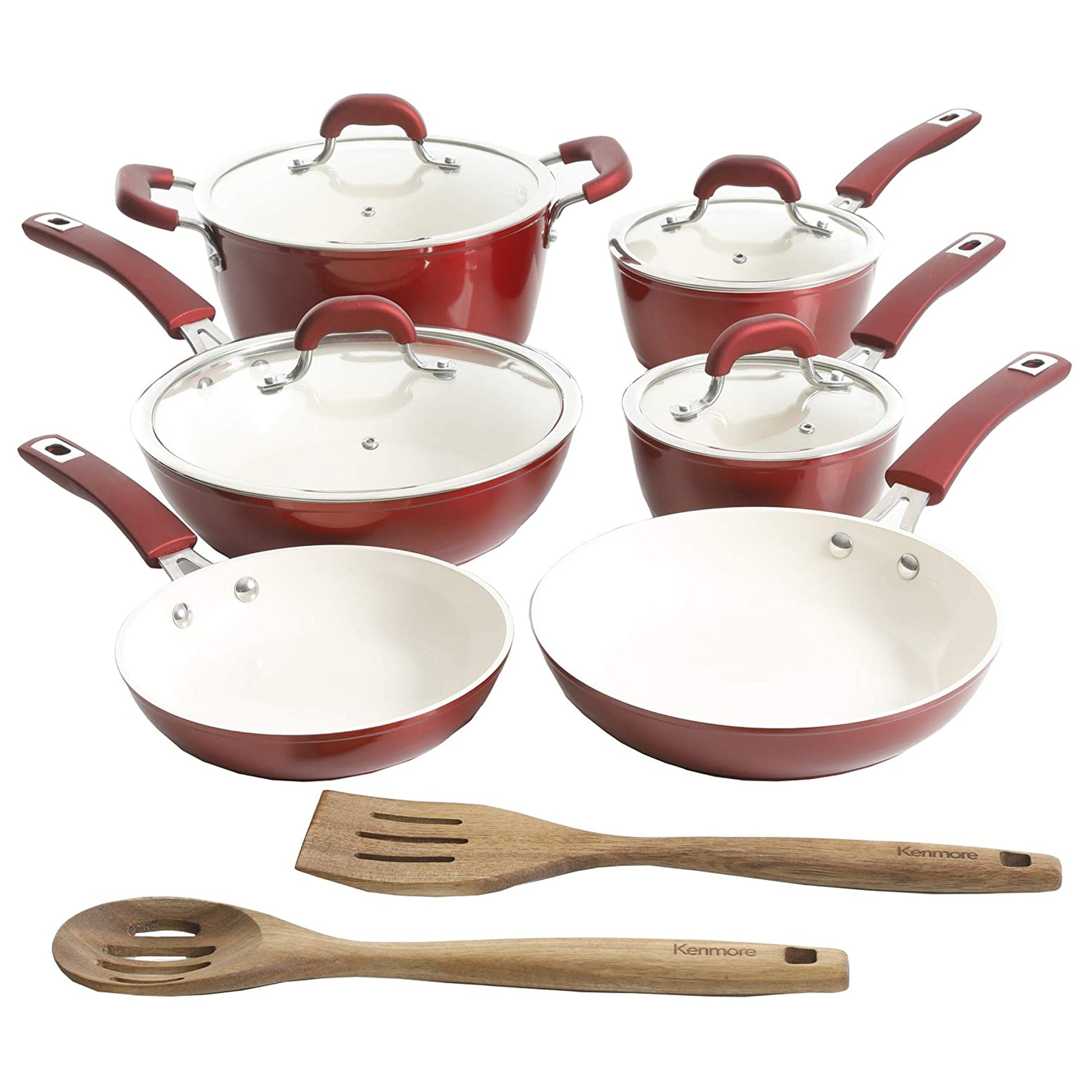 Kenmore Arlington 12 Piece Aluminum Ceramic Coated Nonstick Cookware Set in Met