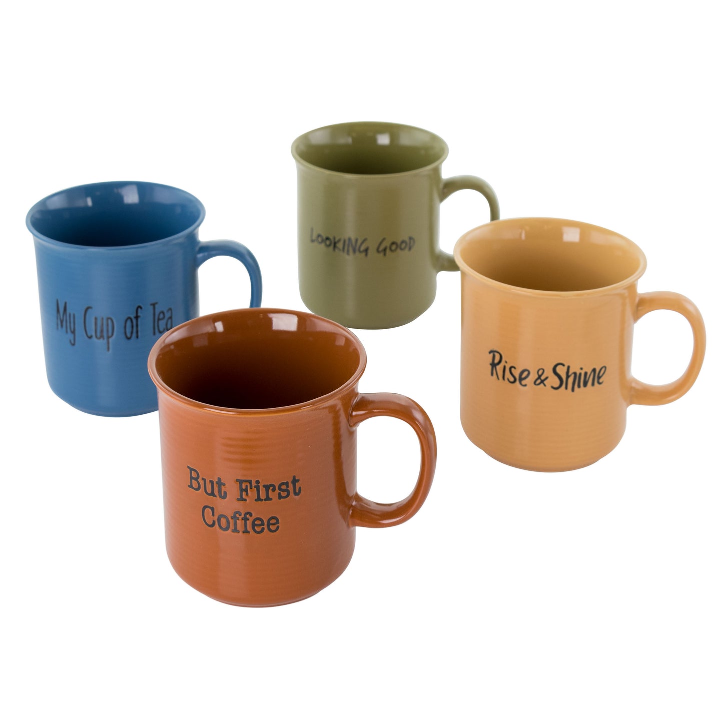 Gibson Home Thoughtful Morning 4 Piece 26 oz Stoneware Cup Set in Assorted Colo