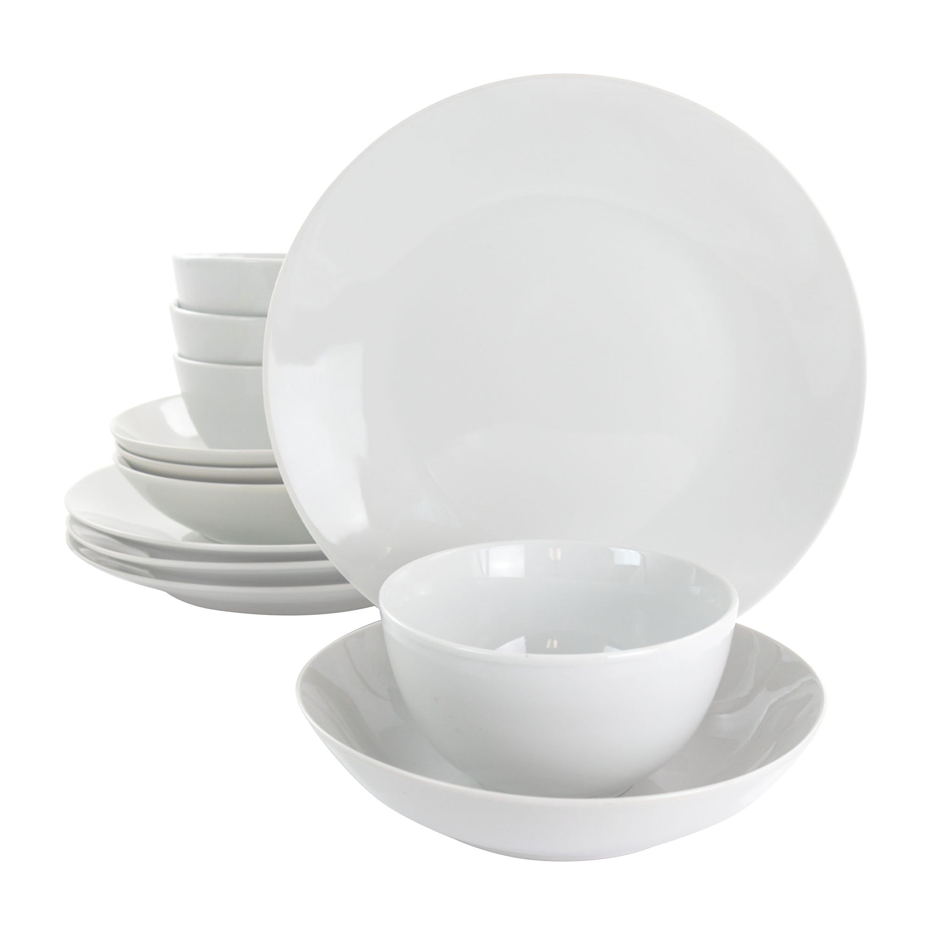 Gibson Home Classic Pearl 12 Piece Round Fine Ceramic Dinnerware Set White