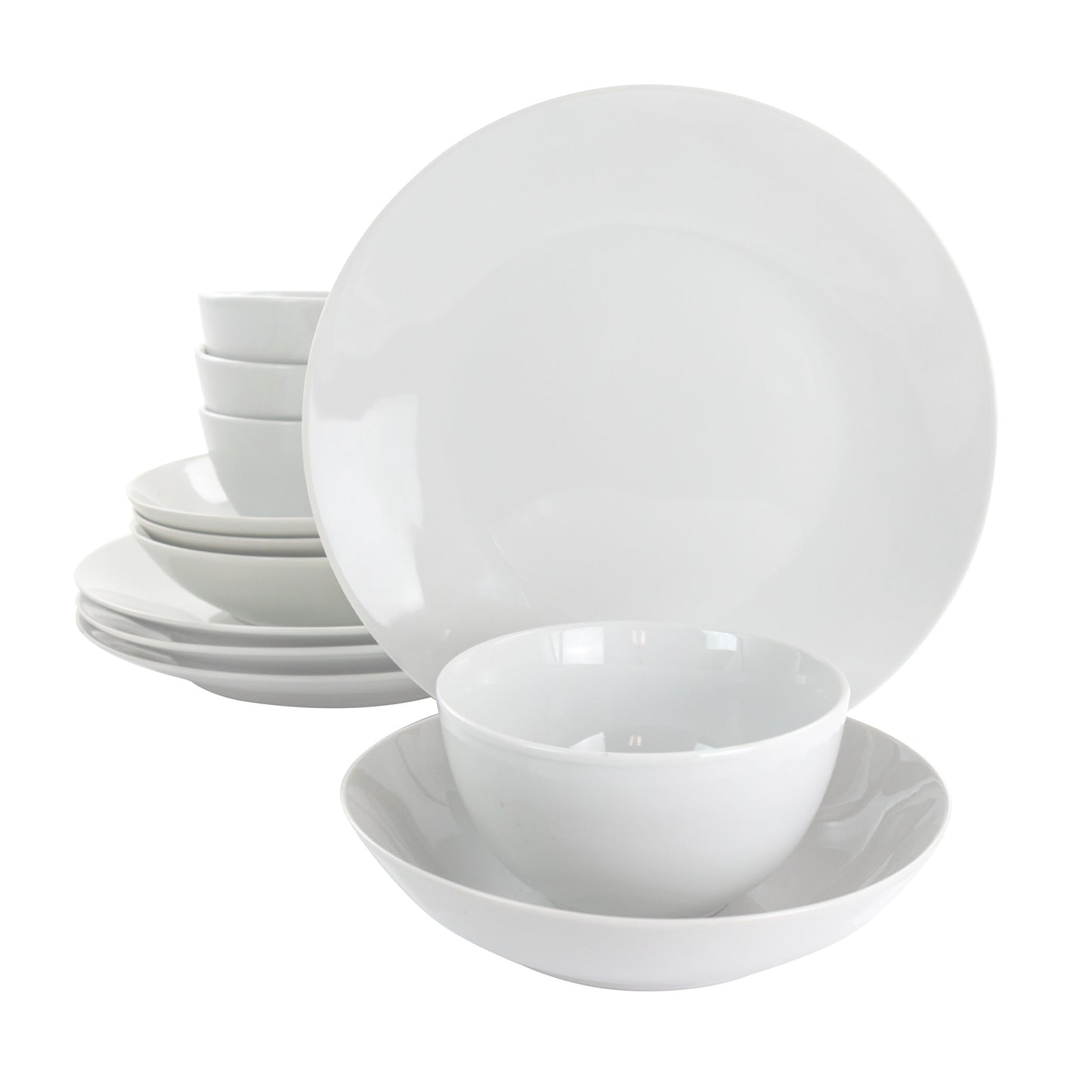 Gibson Home Classic Pearl 12 pc Round Fine Ceramic Dinnerware Set in White