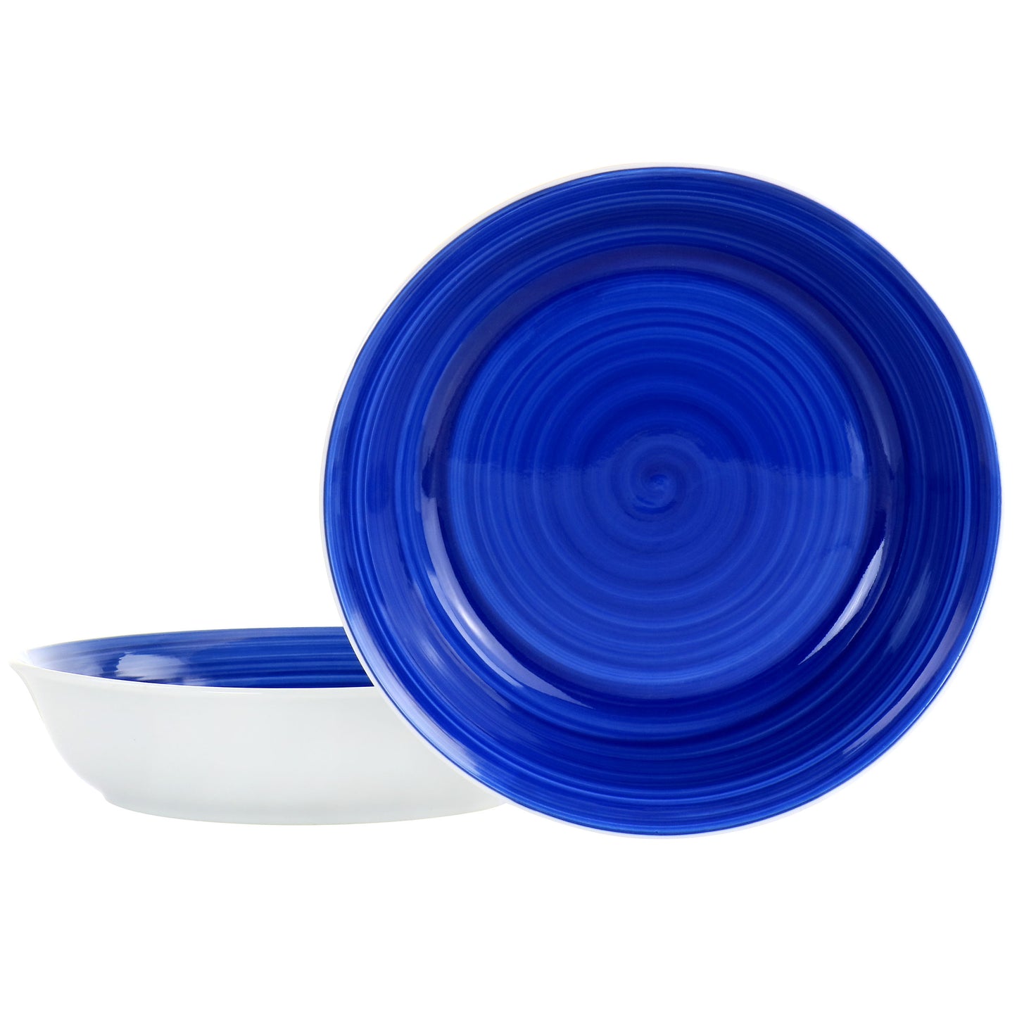 Gibson Home Crenshaw 8.75" 2 Piece Stoneware Pasta Bowl Set in Blue & White