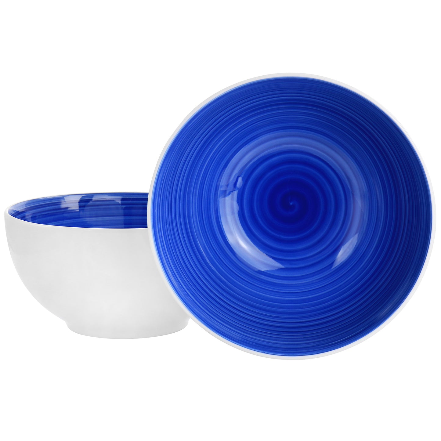 Gibson Home Crenshaw 7" 2 Piece Stoneware Bistro Bowl Set in Blue & White