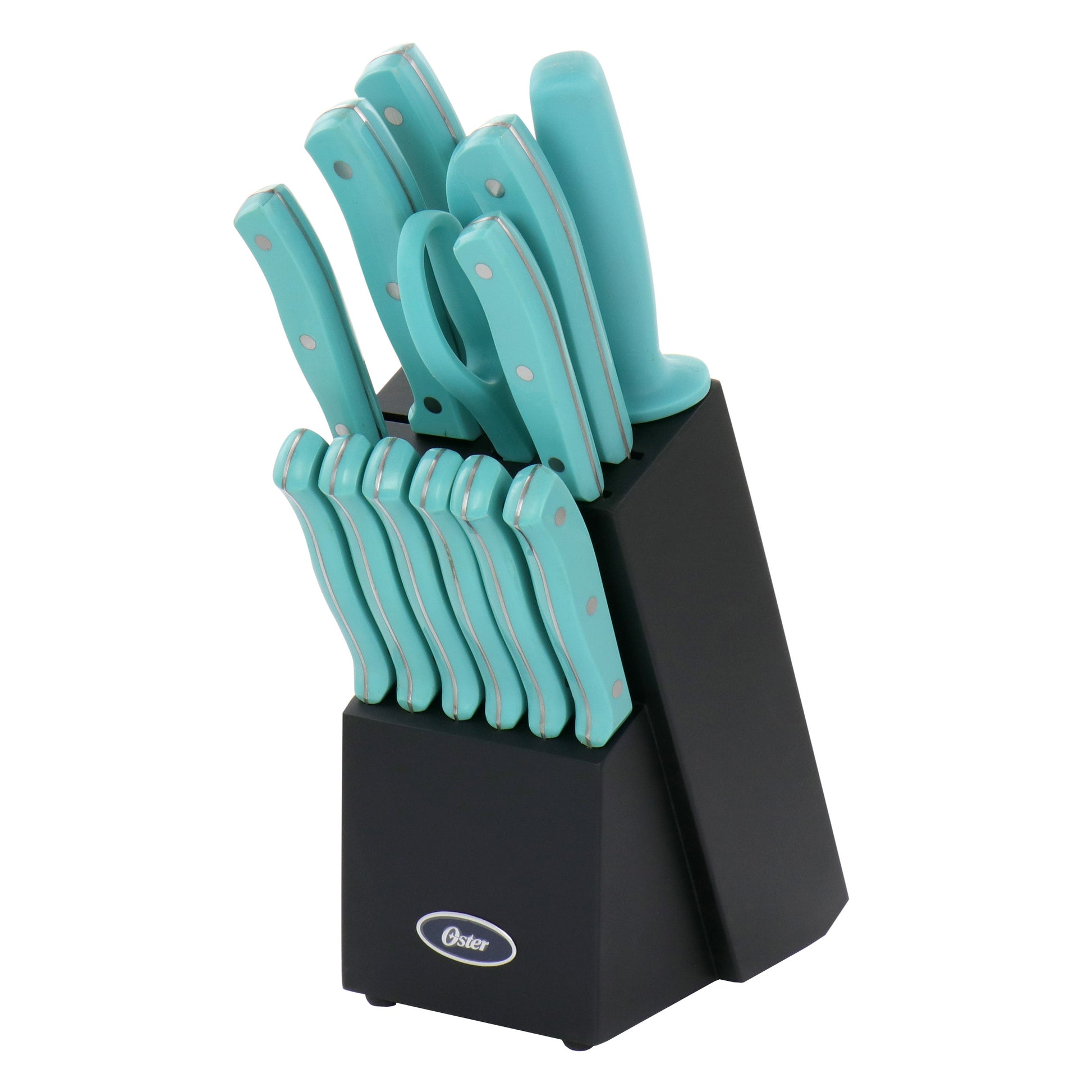 Oster Evansville 14 Piece Stainless Steel Cutlery Set in Light Blue