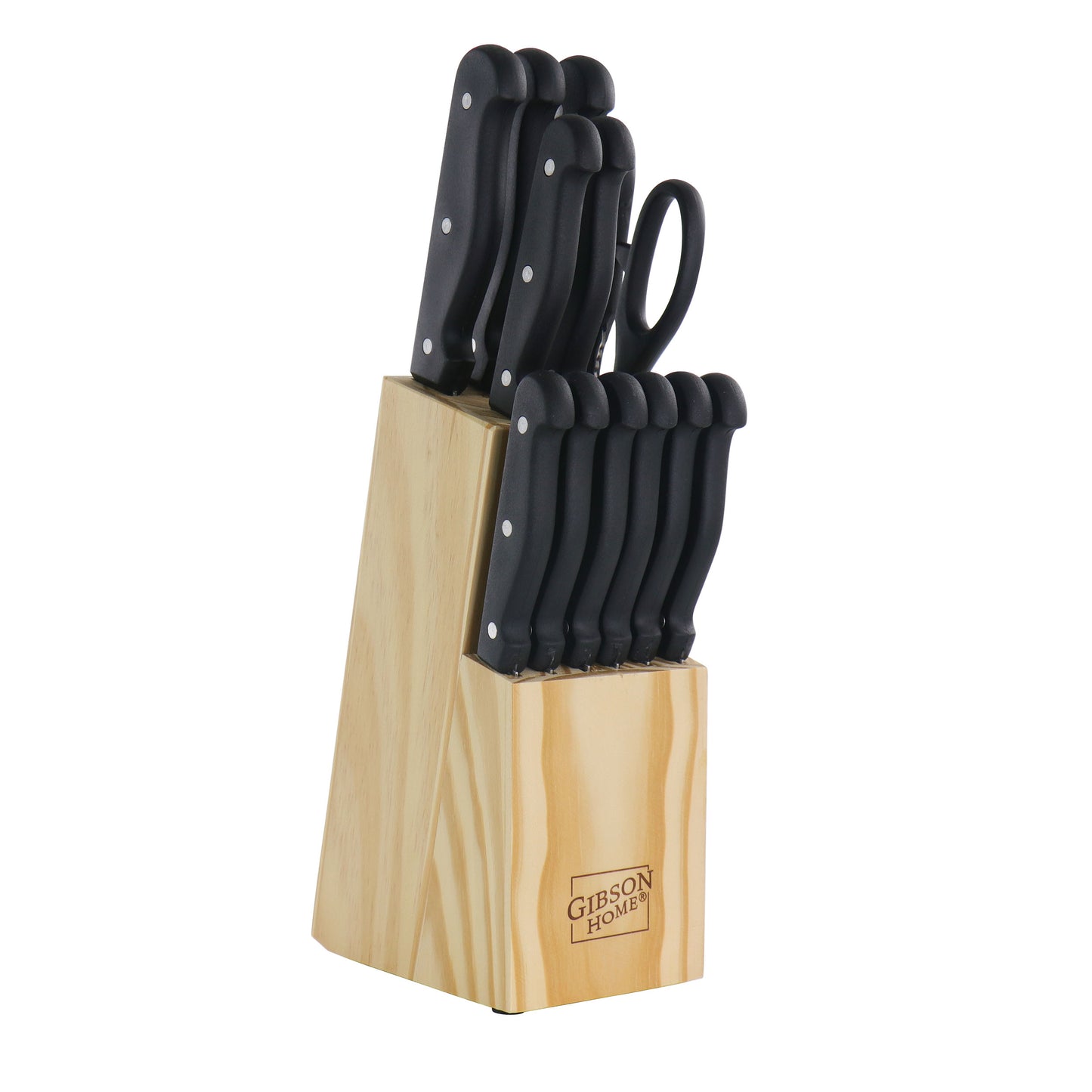 Gibson Home Westover 13 Piece Stainless Steel Cutlery Set in Black w Wood Stora