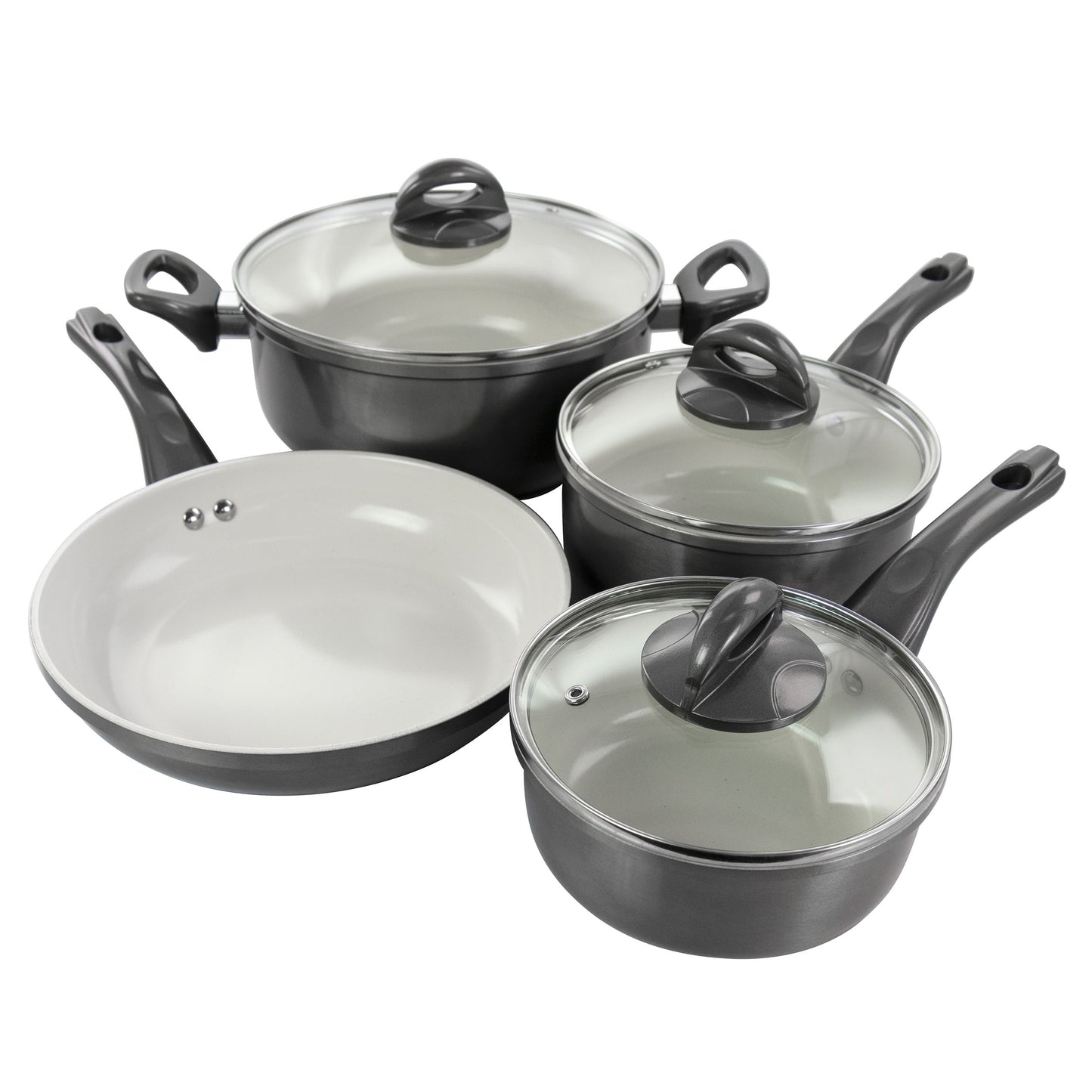 Gibson Home Hestonville 7 pc Aluminum Nonstick Cookware Set in Grey w Bakelite