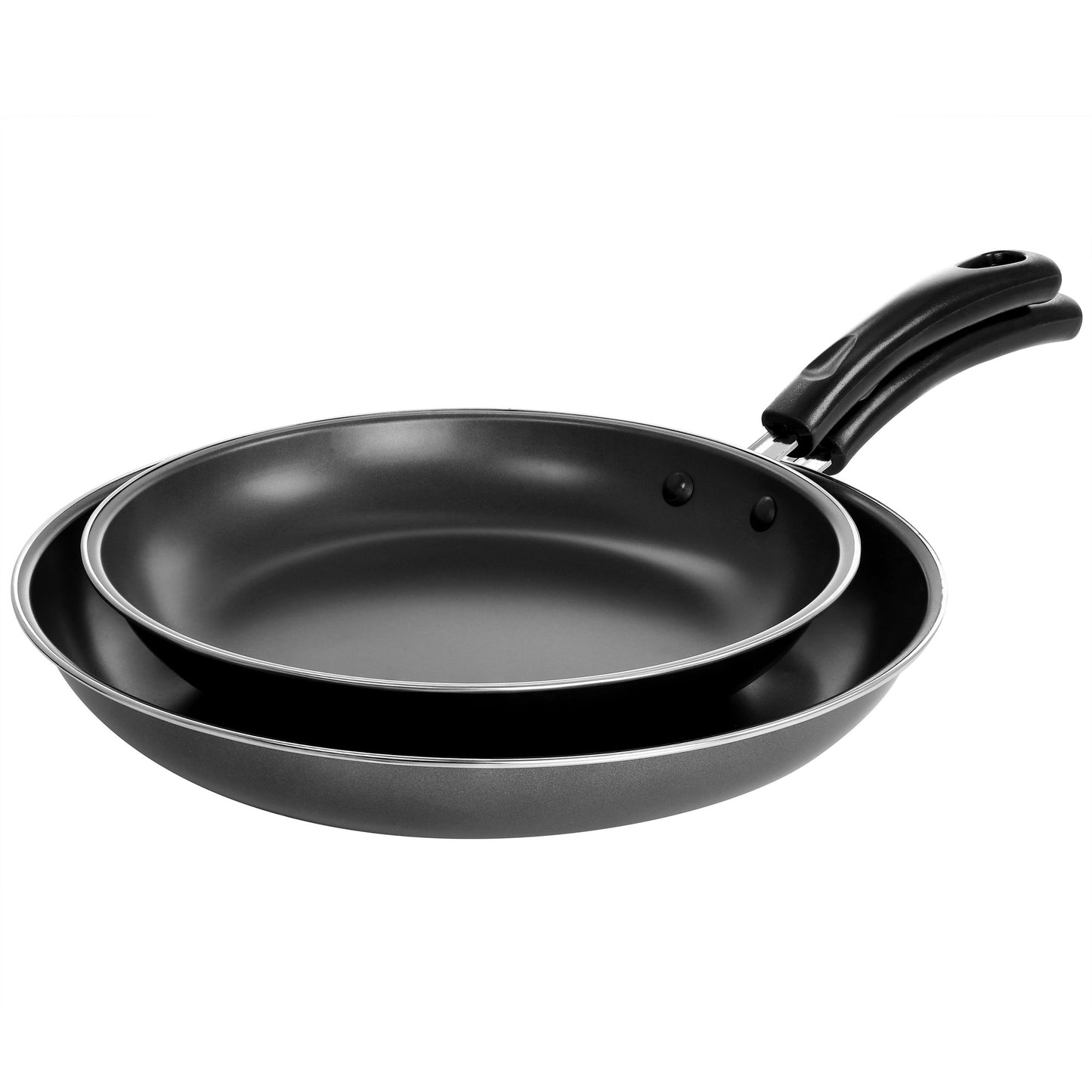 Gibson Everyday Highberry 2 Piece 12" & 10" Frying Pan Set in Metallic Grey
