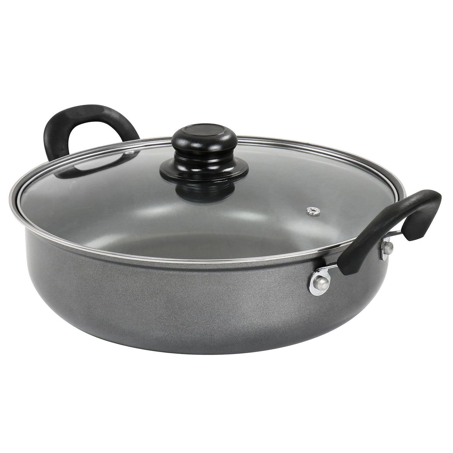 Gibson Everyday 12" Highberry Nonstick All Purpose Pan w Lid in Grey