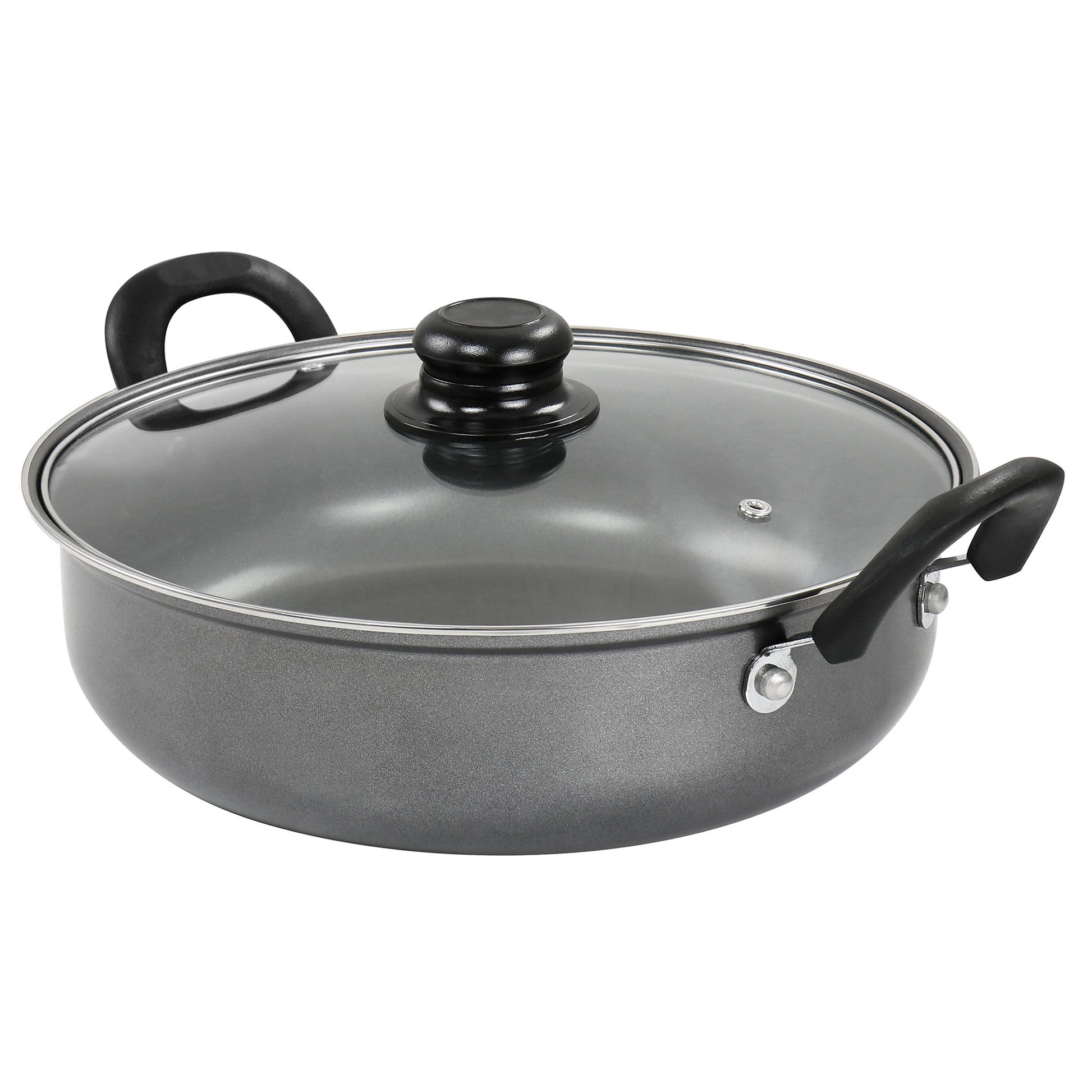 Gibson Everyday 12" Highberry Nonstick All Purpose Pan w Lid in Grey