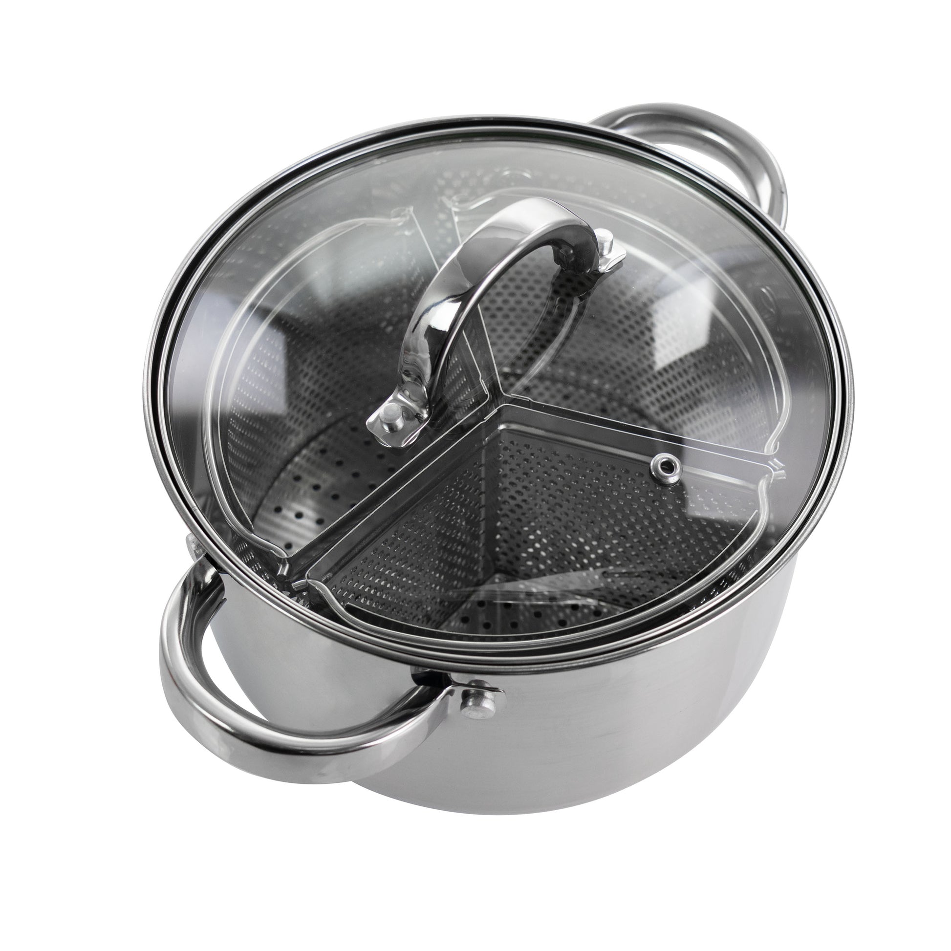 Oster Sangerfield 5 Piece 4 Quart Stainless Steel Dutch Oven w Lid & 3-Section D