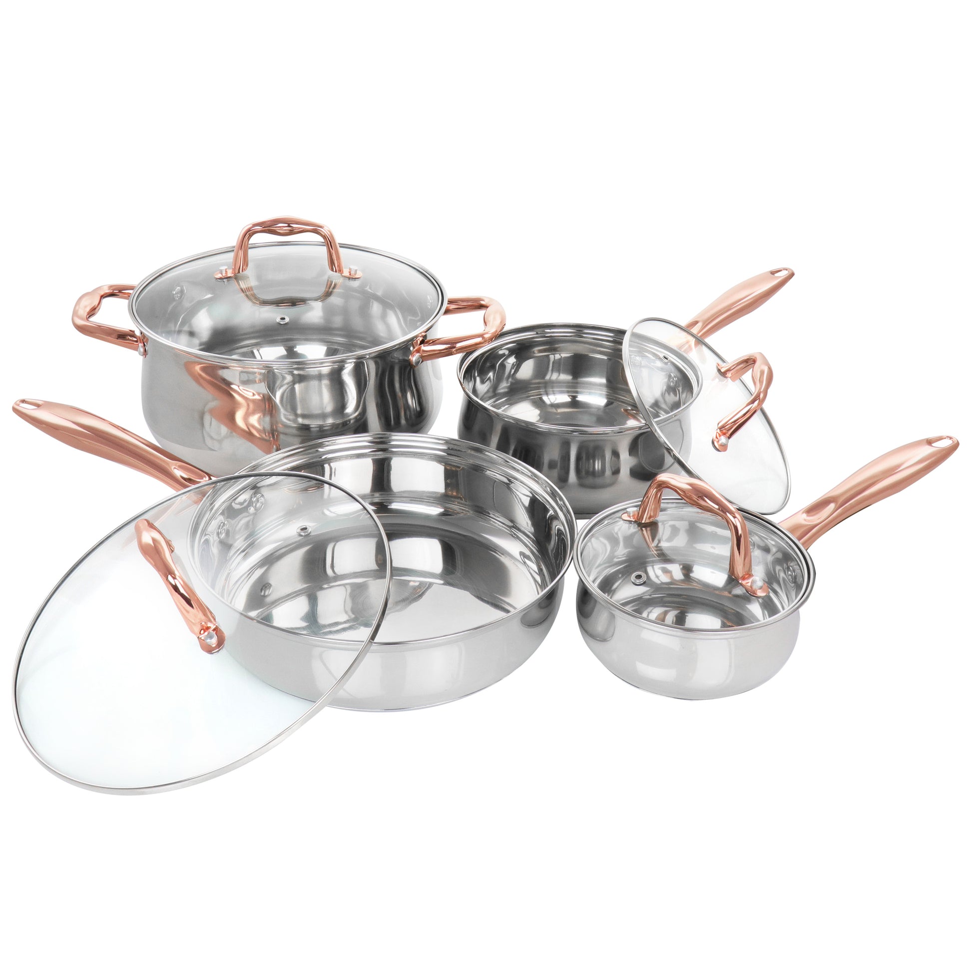 Gibson Home Bransonville 8 Piece Stainless Steel Cookware Set in Chrome & Bronz