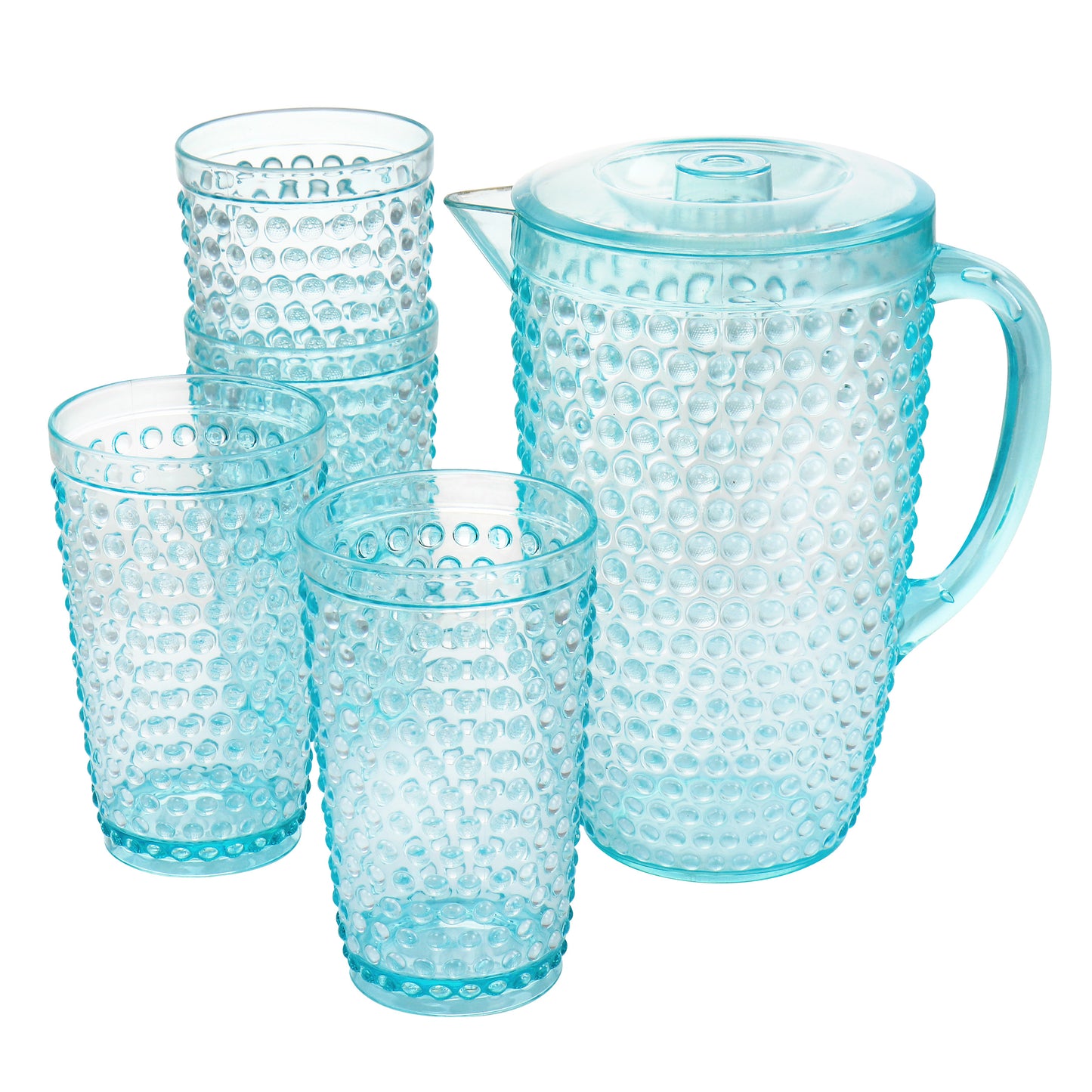 Gibson Home Malone 5 Piece Plastic Pitcher & Tumbler Set in Light Blue