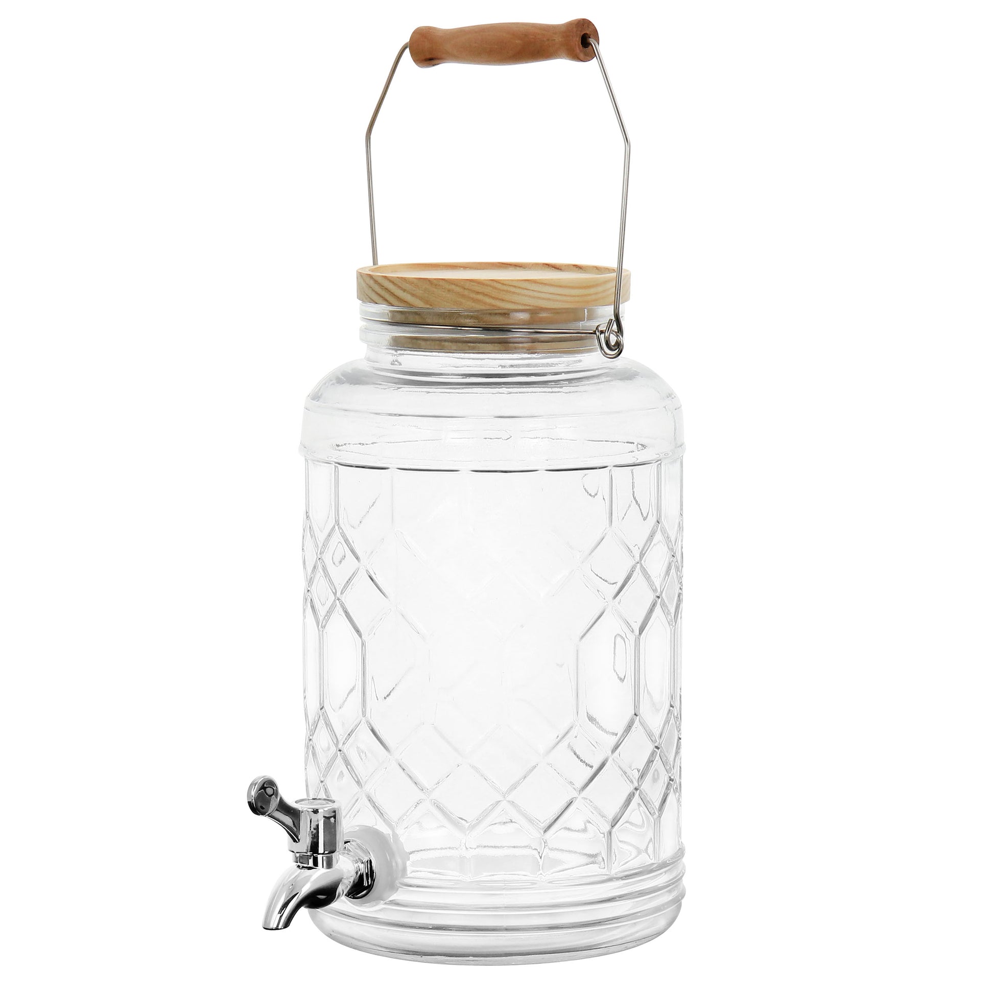 Gibson Home 0.95 Gallon Duval Glass Beverage Dispenser w Wooden Lid & Handle