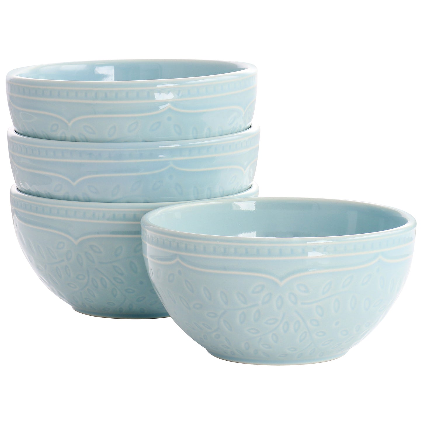 Hometrends Alemany Stoneware 6.2" 4 Piece Bowl Set in Aqua