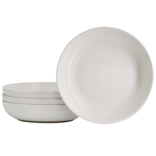 Bee & Willow Home Milbrook 4 Piece 8.8in Dinner Bowl Set in Speckle White